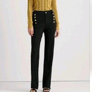 Ralph Lauren Black Label Gold Button Sailor High Rise Waist Navy Straight Pants